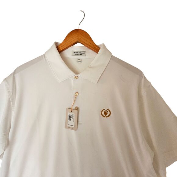 Peter Millar Mens Solid White Summer Comfort Polo Shirt 3 Button Size XL NWT - Picture 4 of 10